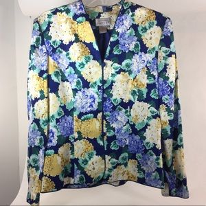 VINTAGE Adrianna Papell Vibrant Silk Floral Blazer
